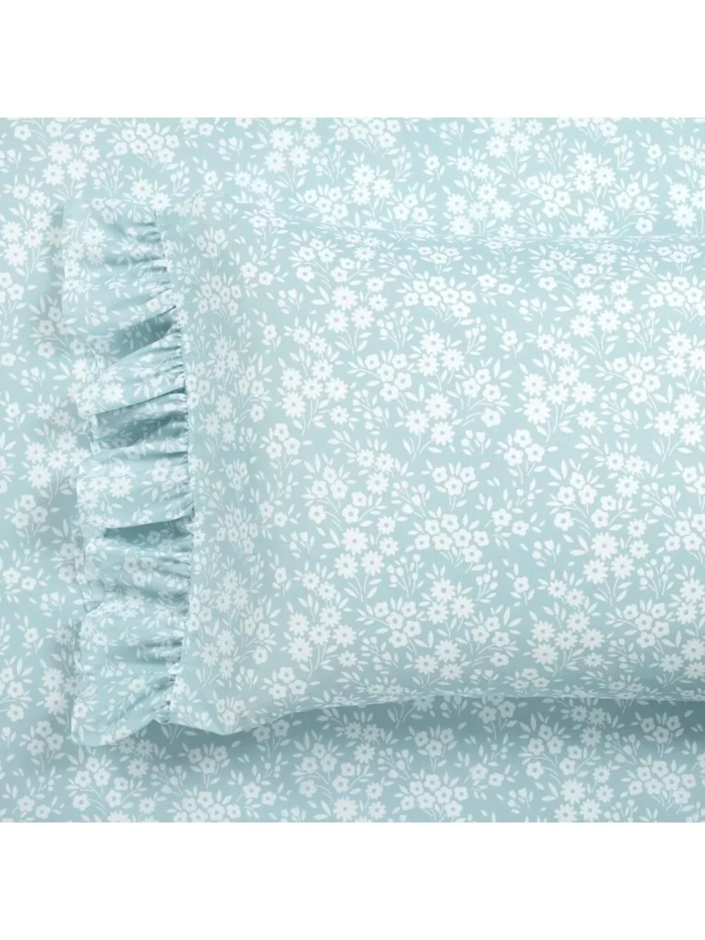 Floral Ruffle Twin XL Sheet Set - 4 Piece Neutral & White Bedding for Dorm Decor